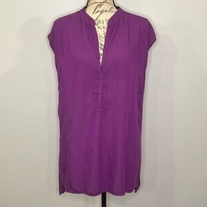 AG Adriano Goldschmied split neck sleeveless tunic top L